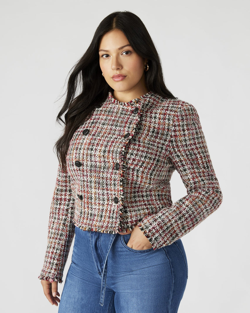ANTOINETTE BLAZER JACKET BLACK MULTI - Clothing - Steve Madden Canada