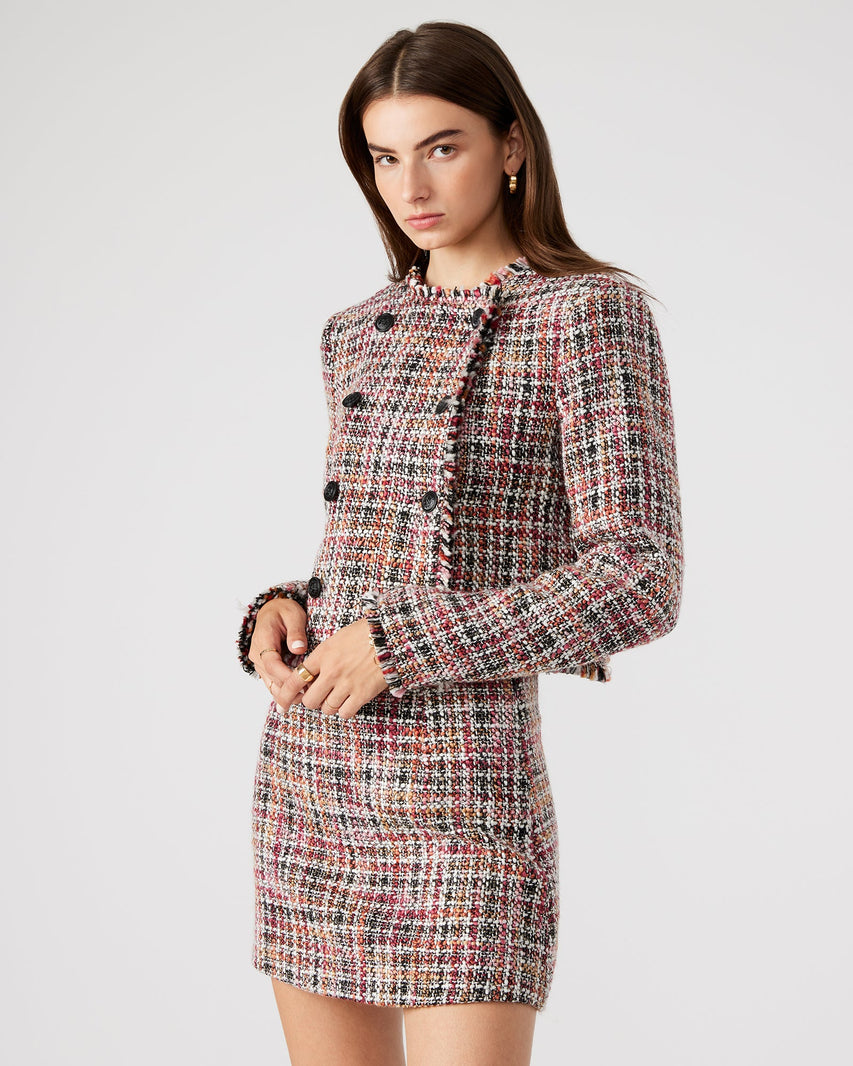 ANTOINETTE BLAZER JACKET BLACK MULTI - Clothing - Steve Madden Canada