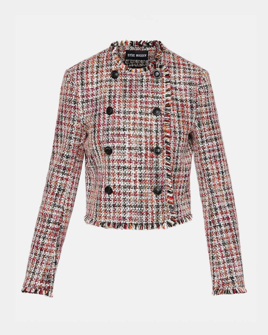ANTOINETTE BLAZER JACKET BLACK MULTI - Clothing - Steve Madden Canada