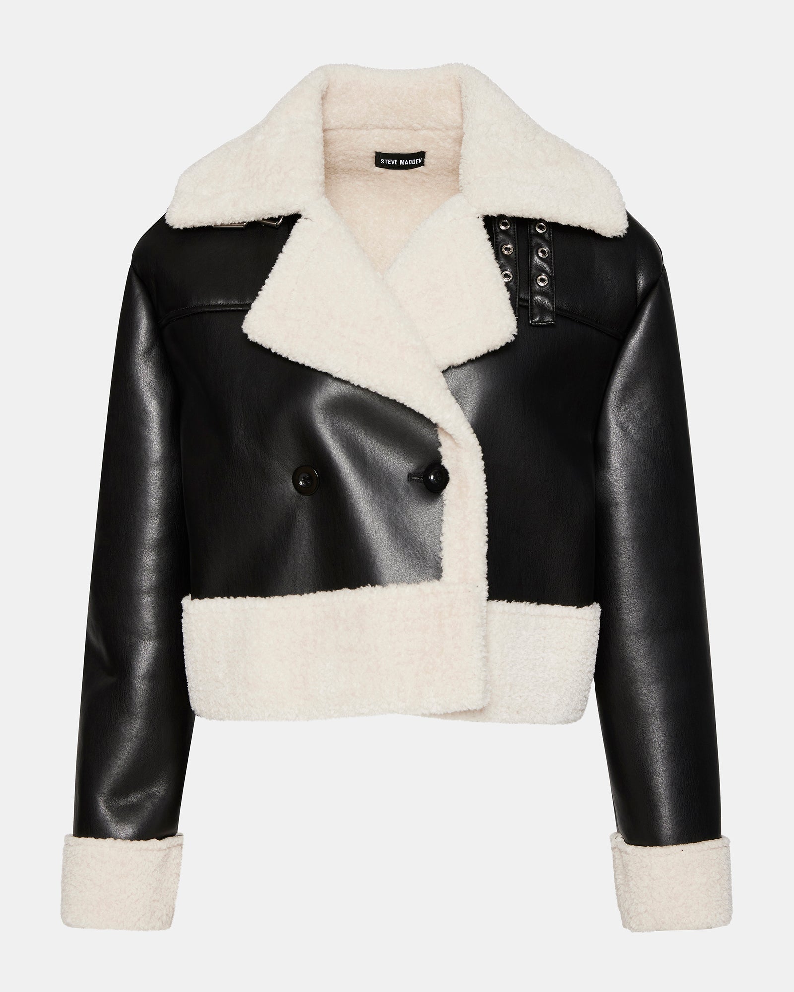 ATHEN JACKET BLACK/NATURAL - Clothing - Steve Madden Canada