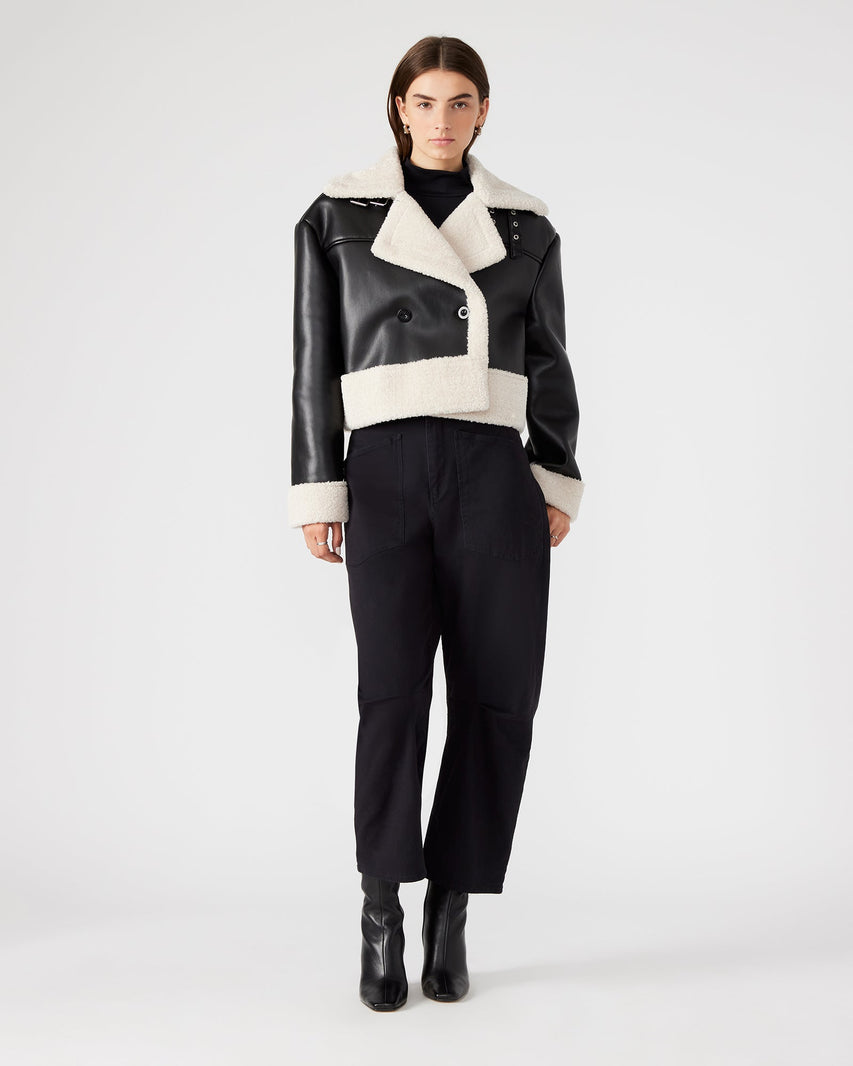 ATHEN JACKET BLACK/NATURAL - Clothing - Steve Madden Canada