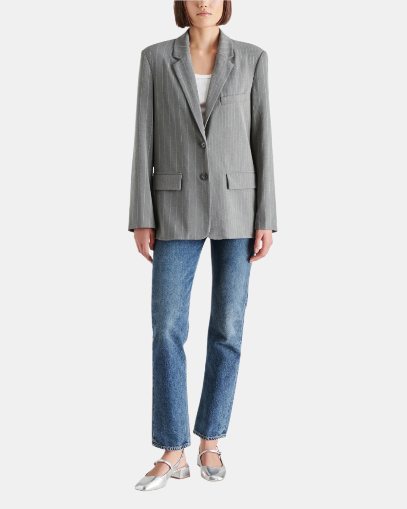 NOELLIE BLAZER GREY MULTI - Clothing - Steve Madden Canada