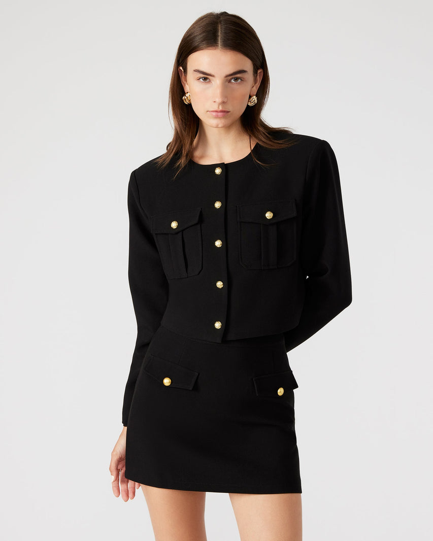 COSETTE BLAZER JACKET BLACK - Clothing - Steve Madden Canada