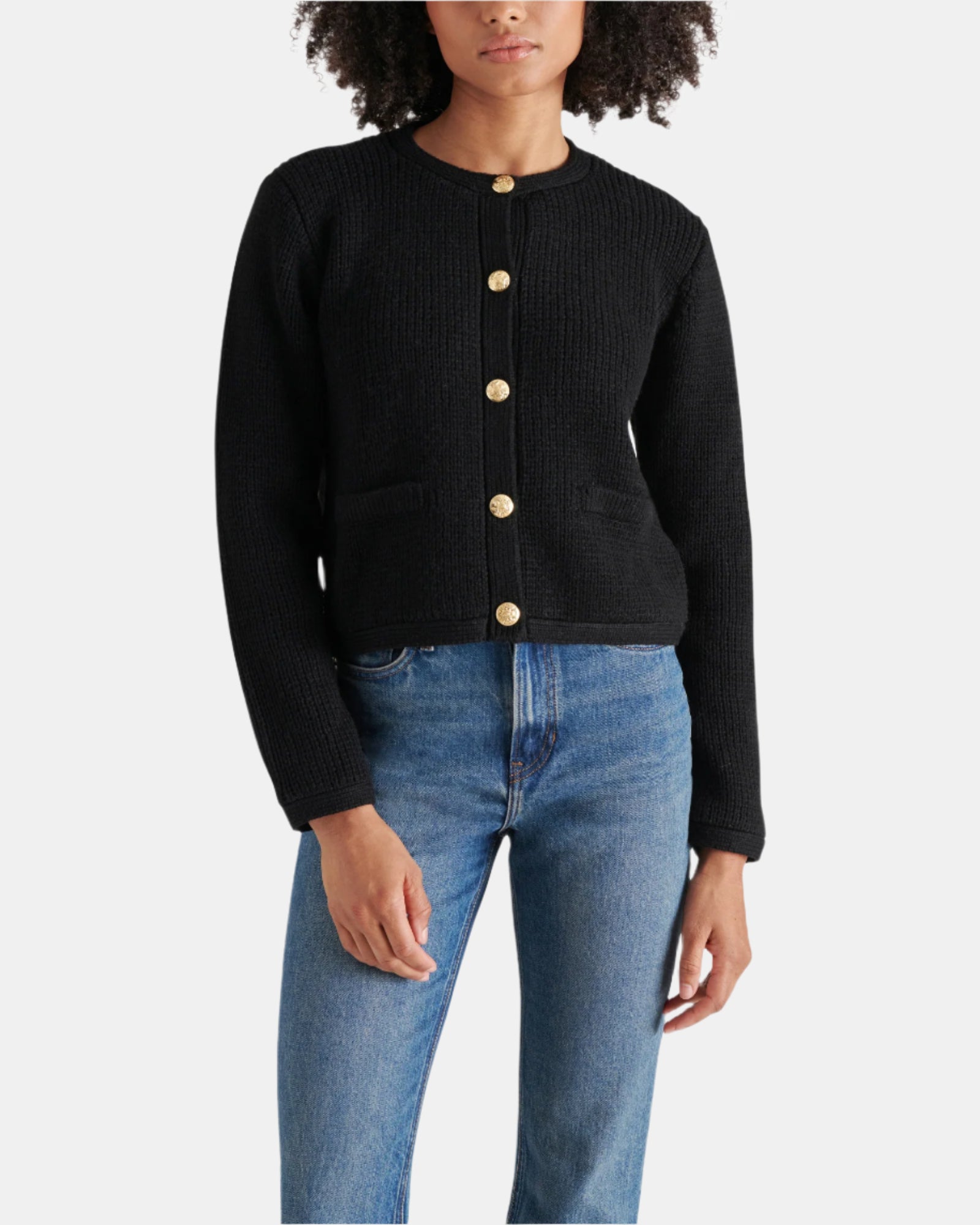 FANTINO SWEATER JACKET BLACK - Clothing - Steve Madden Canada