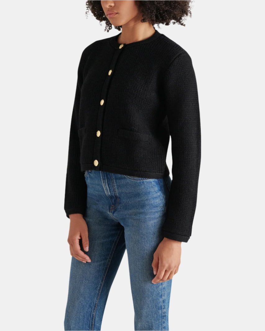 FANTINO SWEATER JACKET BLACK - Clothing - Steve Madden Canada