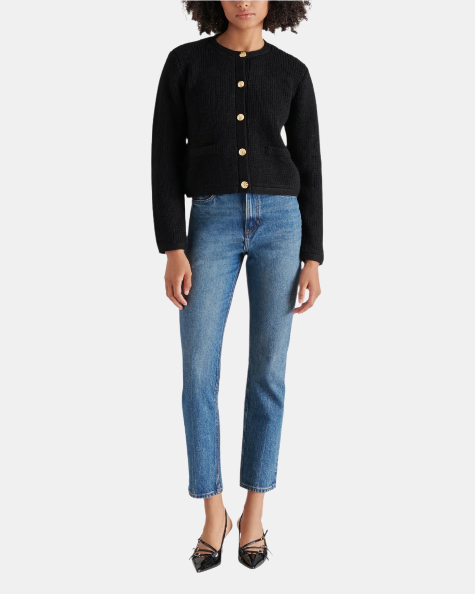 FANTINO SWEATER JACKET BLACK - Clothing - Steve Madden Canada