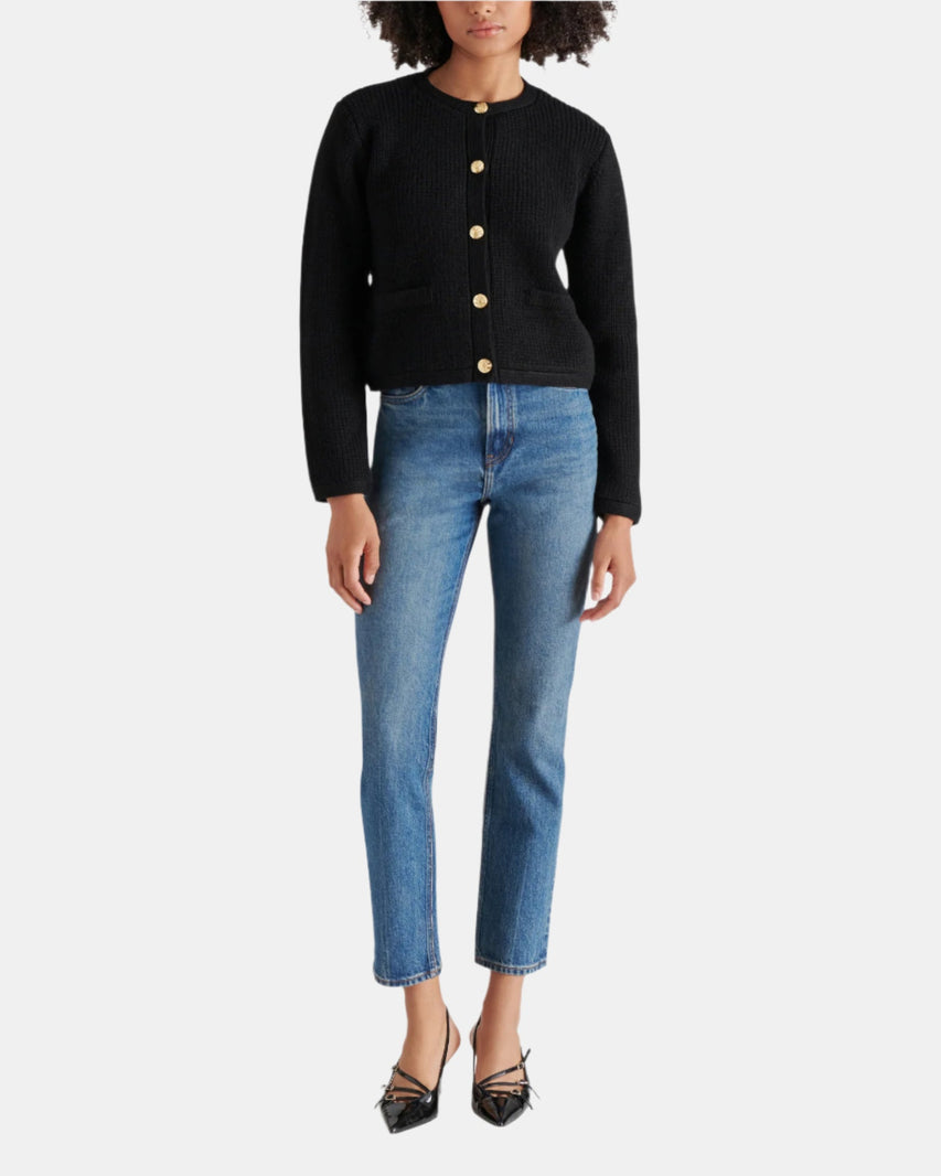 FANTINO SWEATER JACKET BLACK - Clothing - Steve Madden Canada