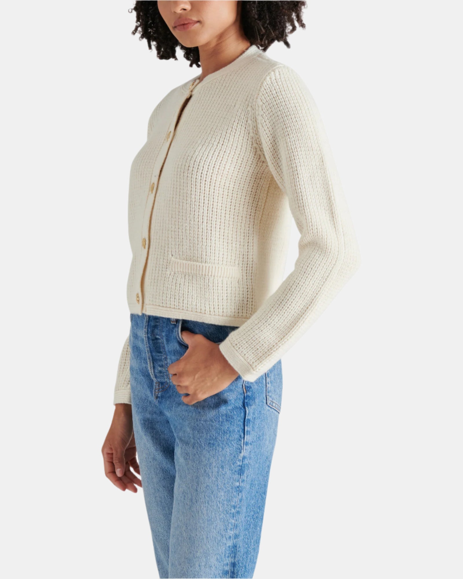FANTINO SWEATER JACKET WHITE - Clothing - Steve Madden Canada