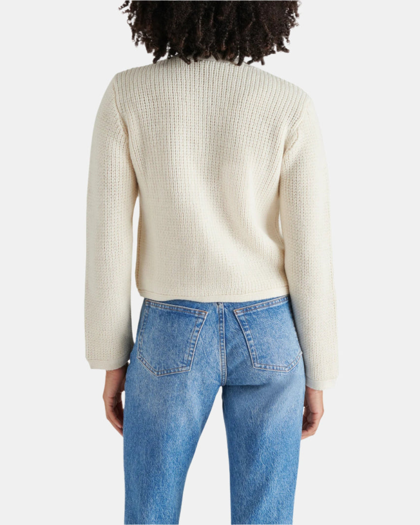FANTINO SWEATER JACKET WHITE - Clothing - Steve Madden Canada