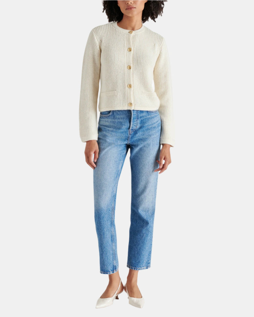 FANTINO SWEATER JACKET WHITE - Clothing - Steve Madden Canada