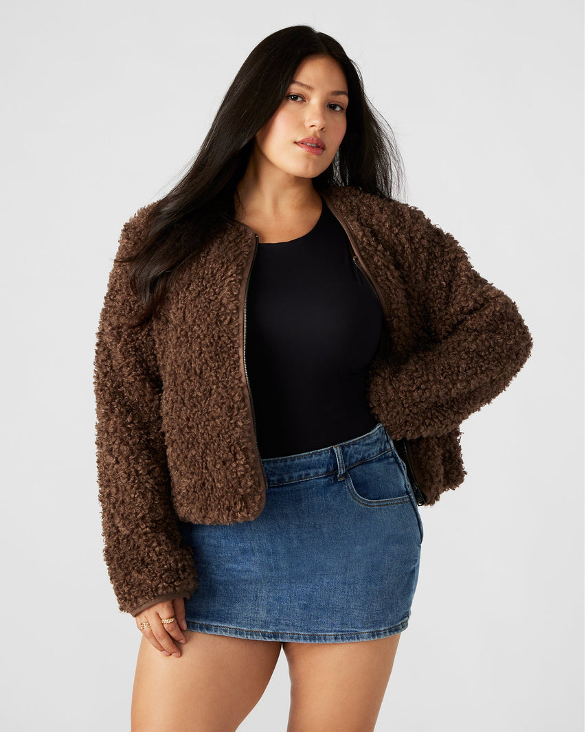 TEDDY JACKET COCOA - Clothing - Steve Madden Canada