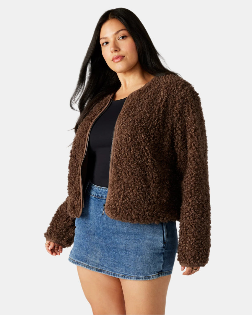 TEDDY JACKET COCOA - Clothing - Steve Madden Canada