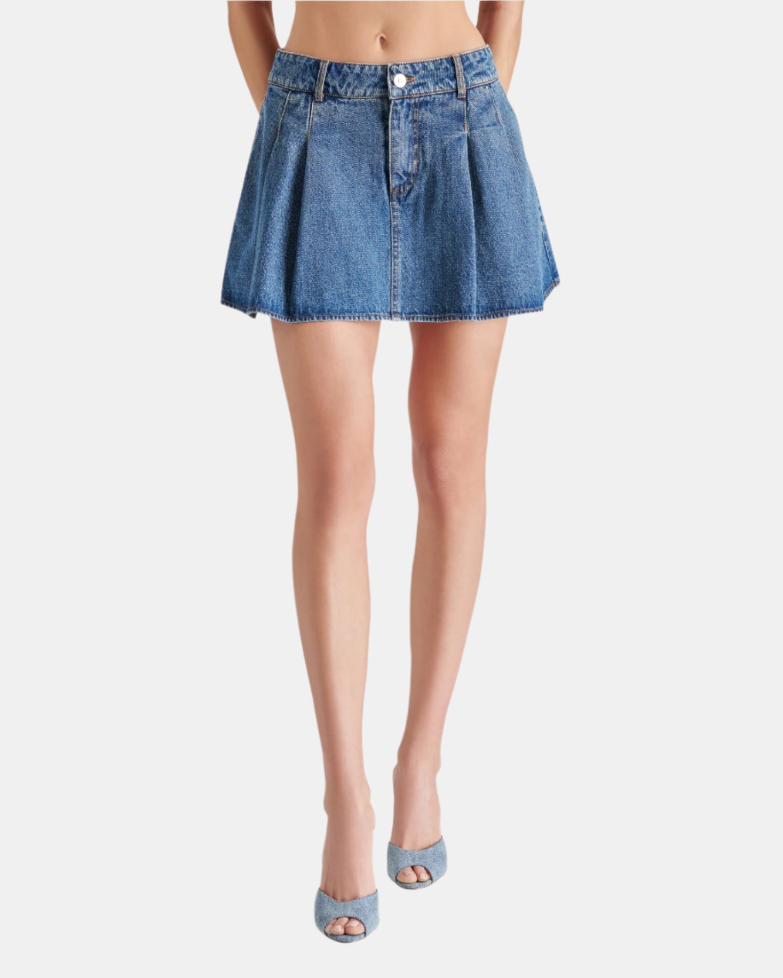 MARLOWE SKORT BLUE DENIM - Clothing - Steve Madden Canada