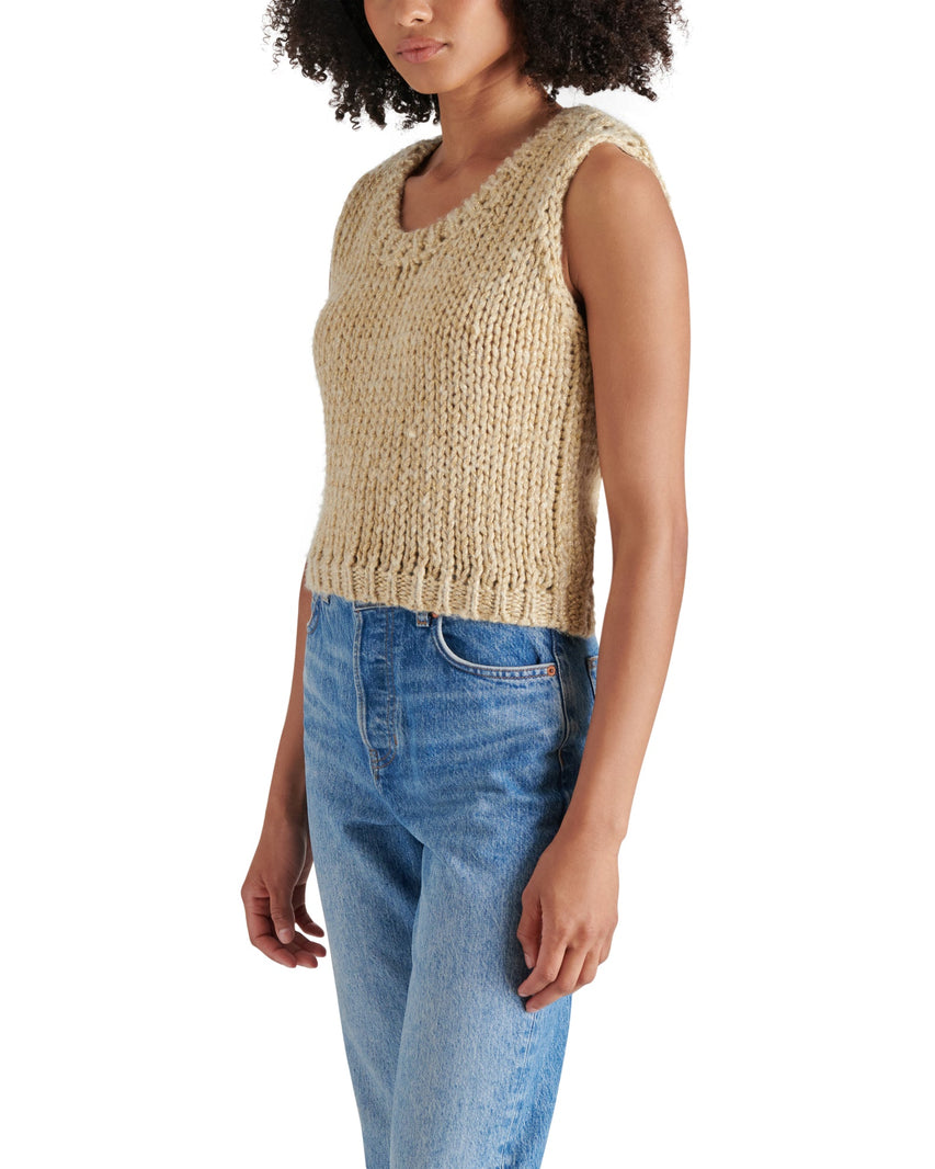 ELENY SWEATER VEST TAUPE - Clothing - Steve Madden Canada