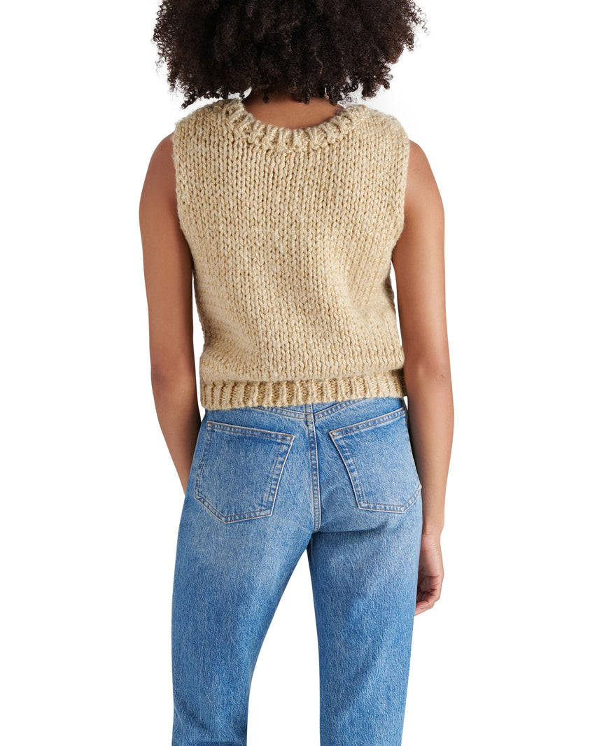 ELENY SWEATER VEST TAUPE - Clothing - Steve Madden Canada