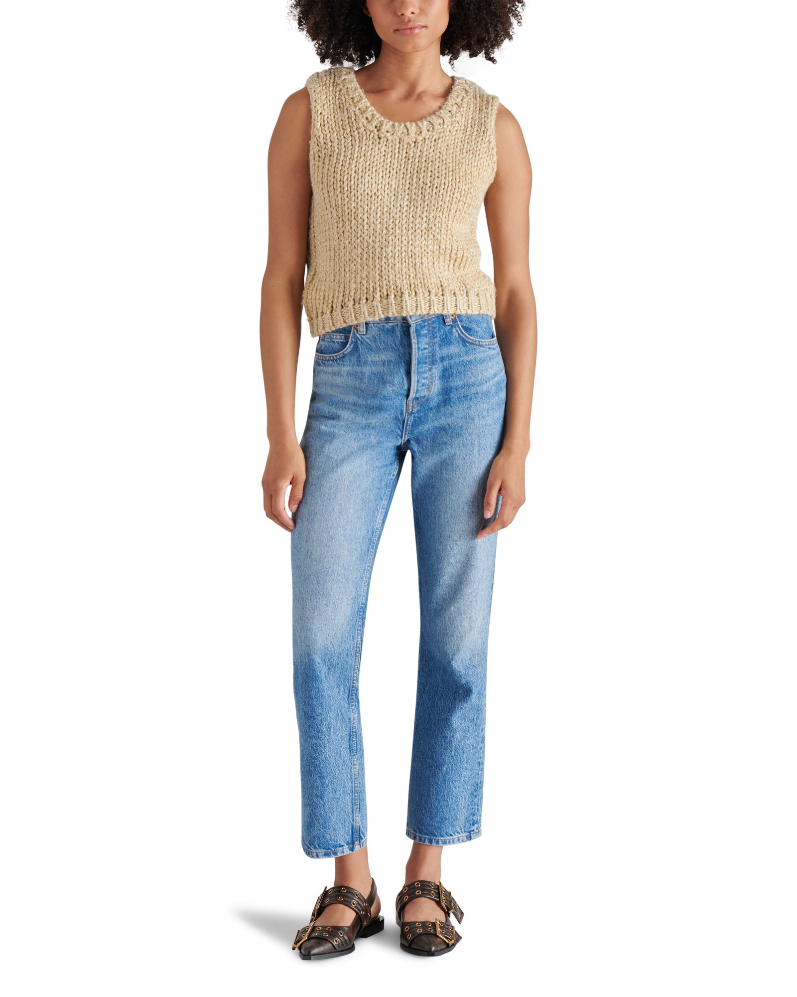 ELENY SWEATER VEST TAUPE - Clothing - Steve Madden Canada