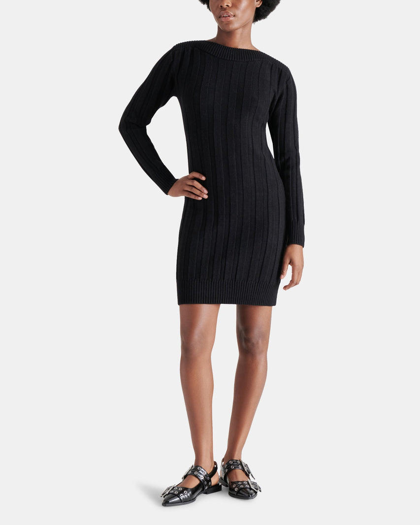 SUZIE SWEATER DRESS BLACK - Clothing - Steve Madden Canada