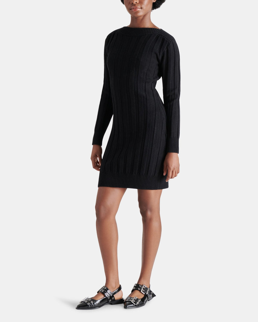 SUZIE SWEATER DRESS BLACK - Clothing - Steve Madden Canada