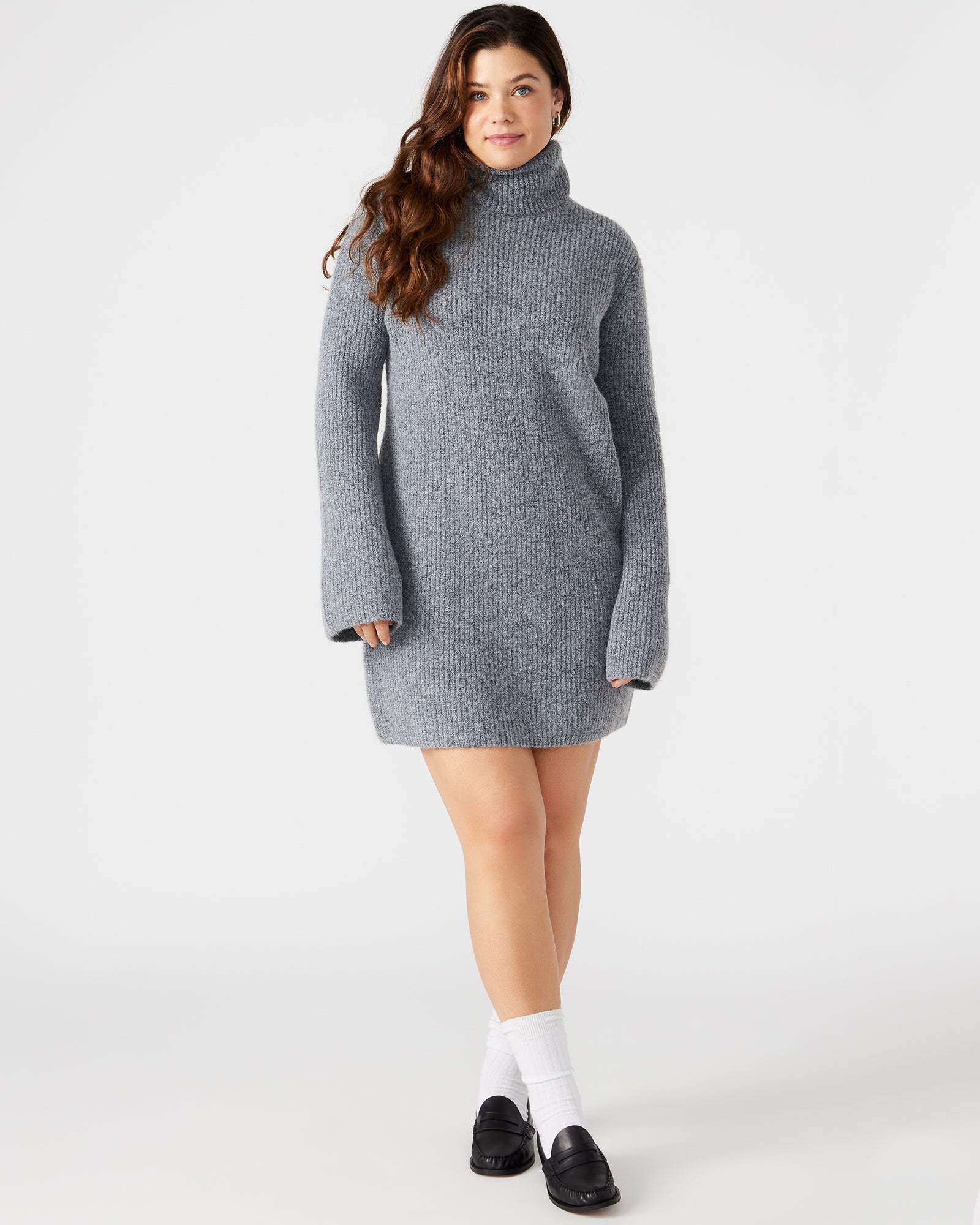 ABBIE SWEATER DRESS GREY - Clothing - Steve Madden Canada