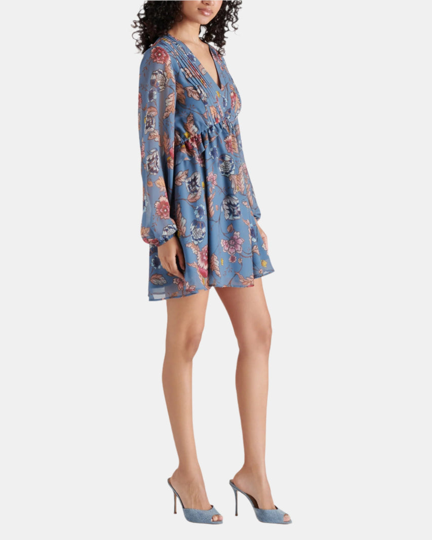 RAMI DRESS BLUE MULTI - Clothing - Steve Madden Canada