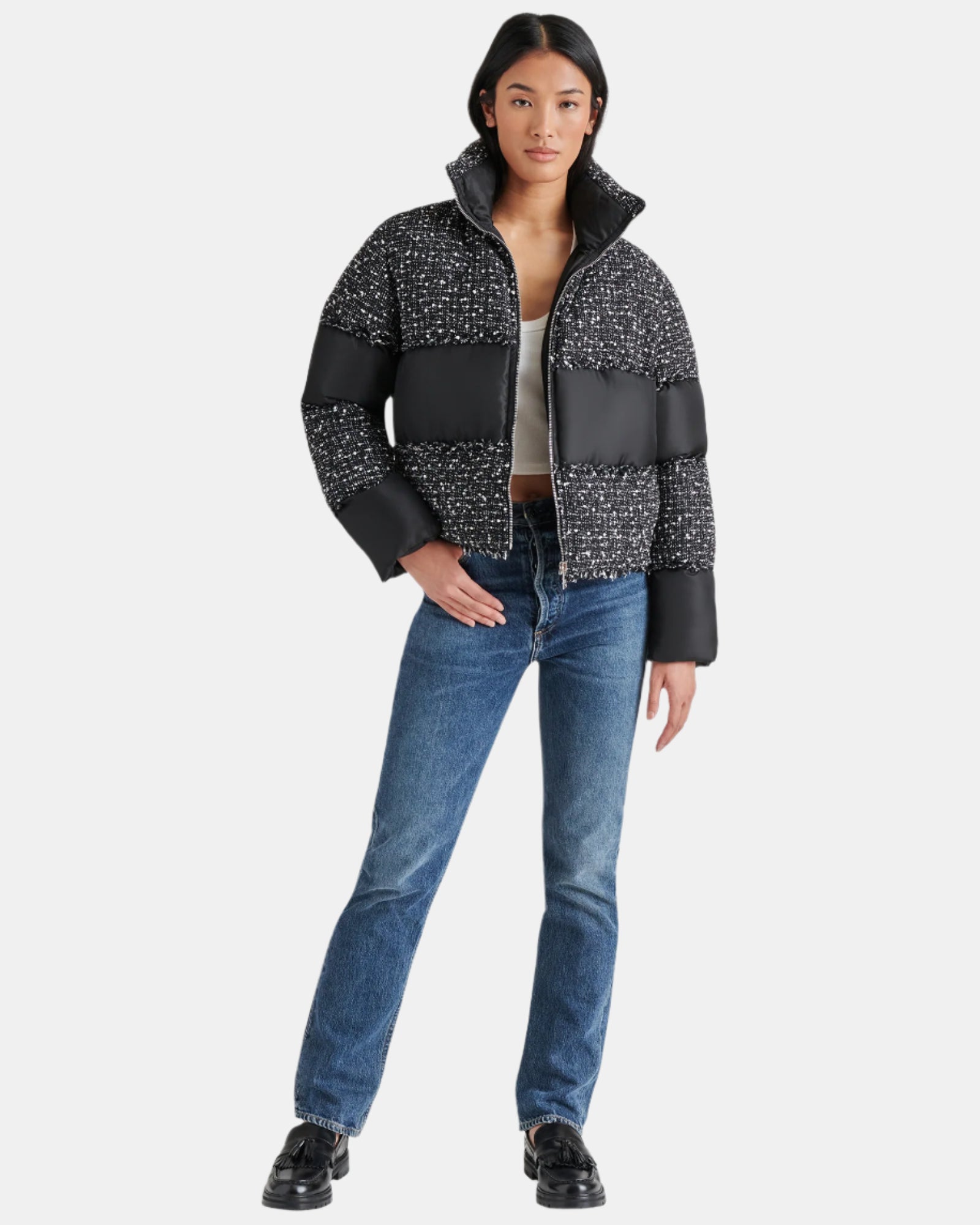 SNOW DROP JACKET BLACK MULTI - Clothing - Steve Madden Canada