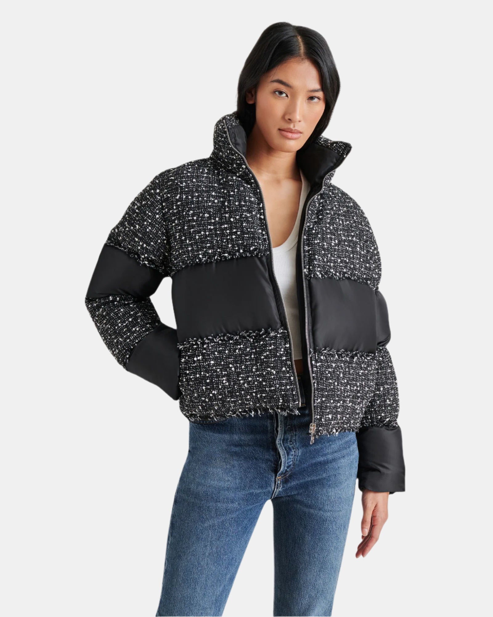 SNOW DROP JACKET BLACK MULTI - Clothing - Steve Madden Canada