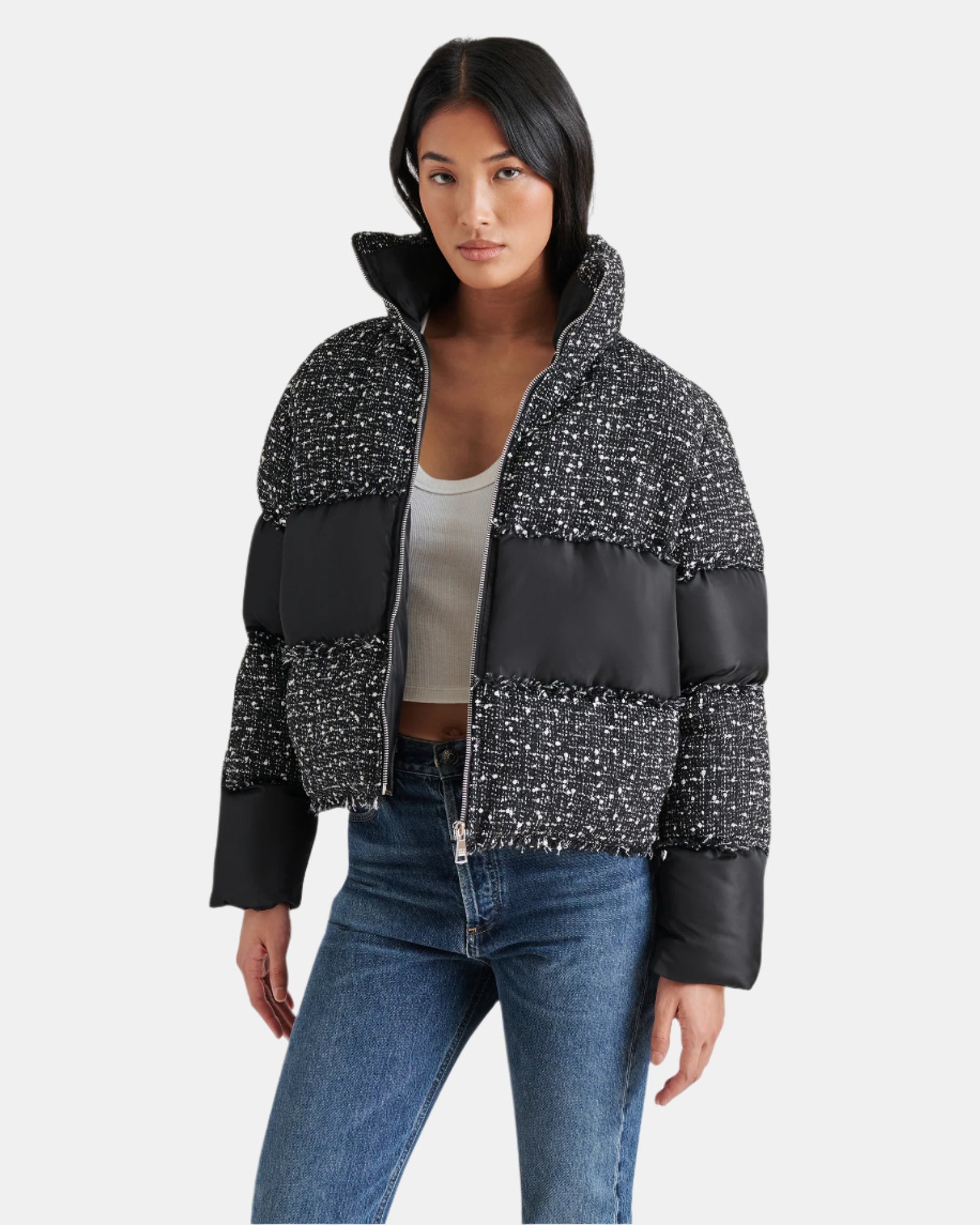 SNOW DROP JACKET BLACK MULTI - Clothing - Steve Madden Canada