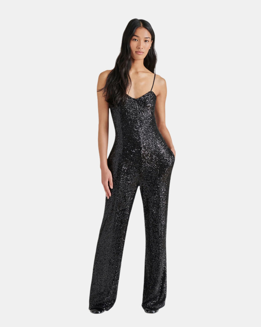 GLITTERINE JUMPSUIT BLACK - Clothing - Steve Madden Canada
