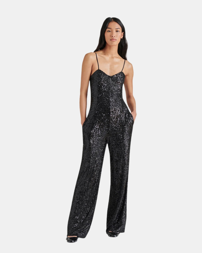 GLITTERINE JUMPSUIT BLACK - Clothing - Steve Madden Canada