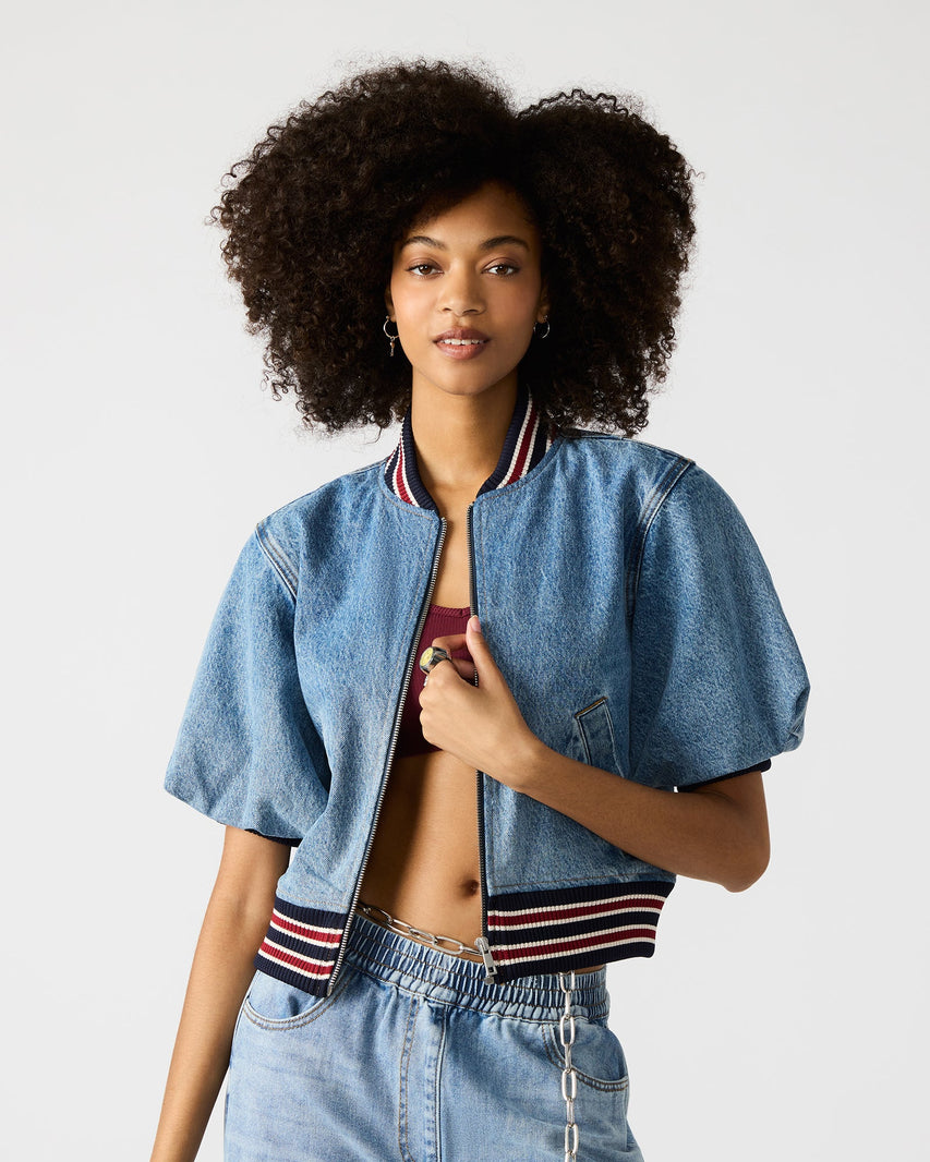 ZAMORA JACKET BLUE - Clothing - Steve Madden Canada