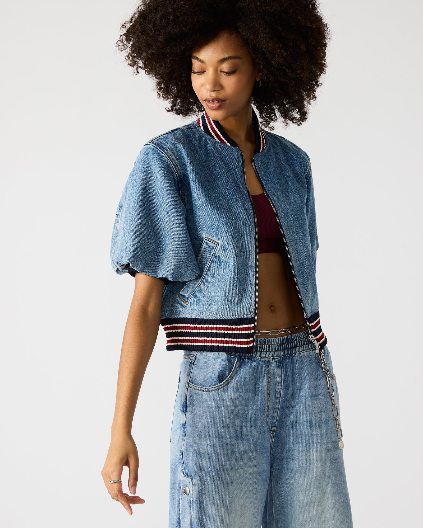 ZAMORA JACKET BLUE - Clothing - Steve Madden Canada