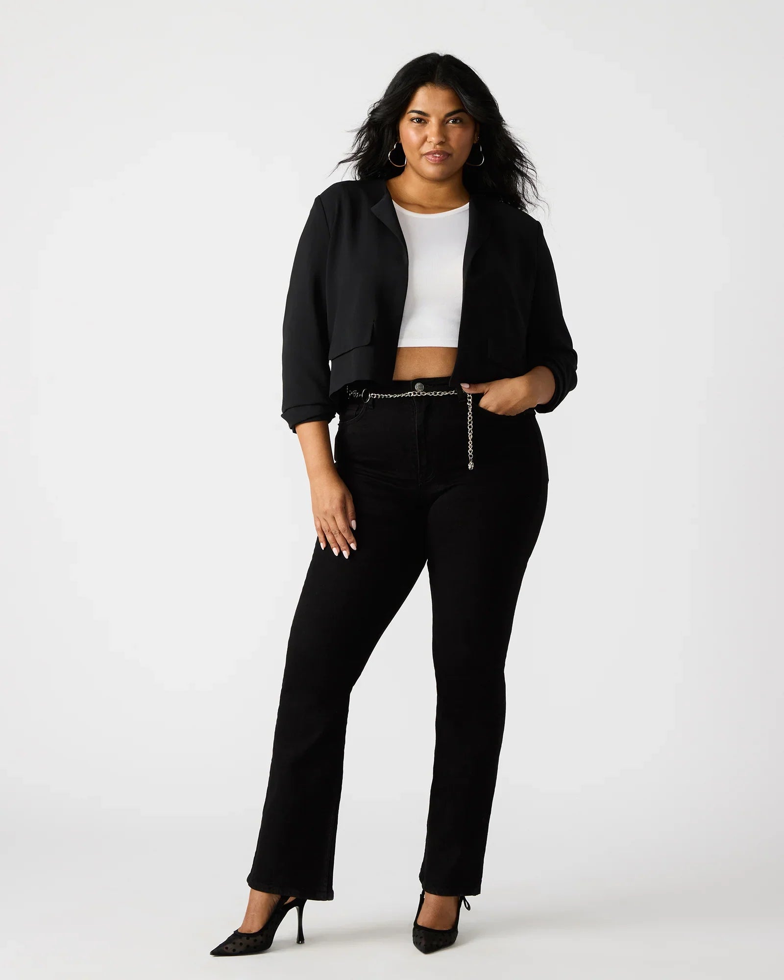 SERENEA BLAZER BLACK - Clothing - Steve Madden Canada