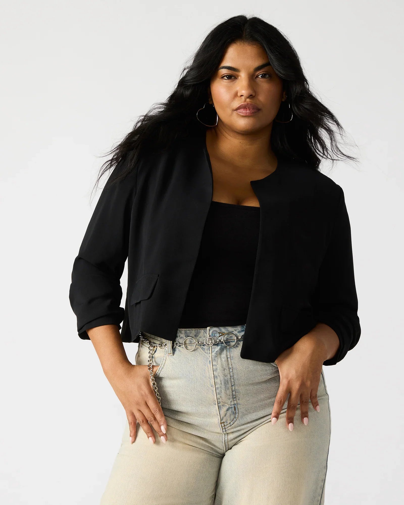 SERENEA BLAZER BLACK - Clothing - Steve Madden Canada