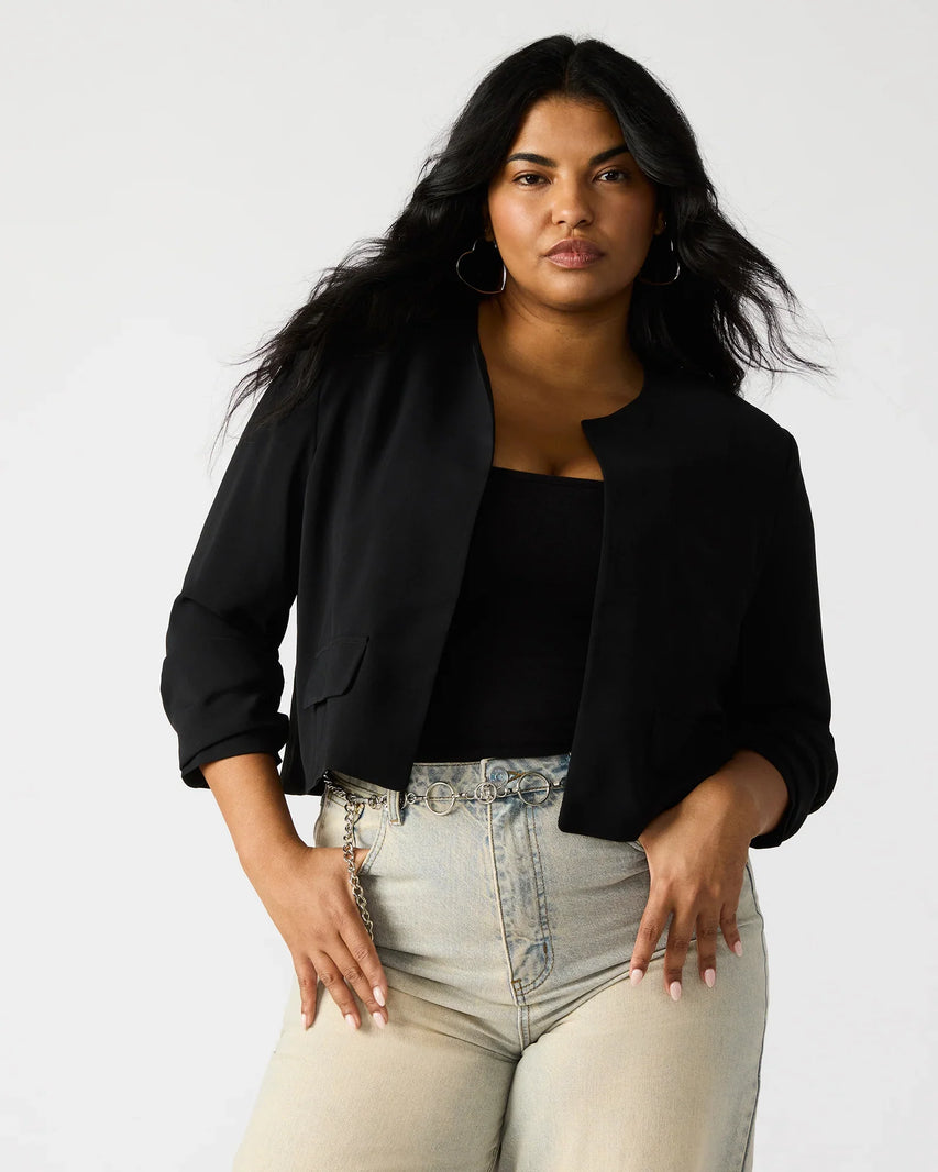 SERENEA BLAZER BLACK - Clothing - Steve Madden Canada