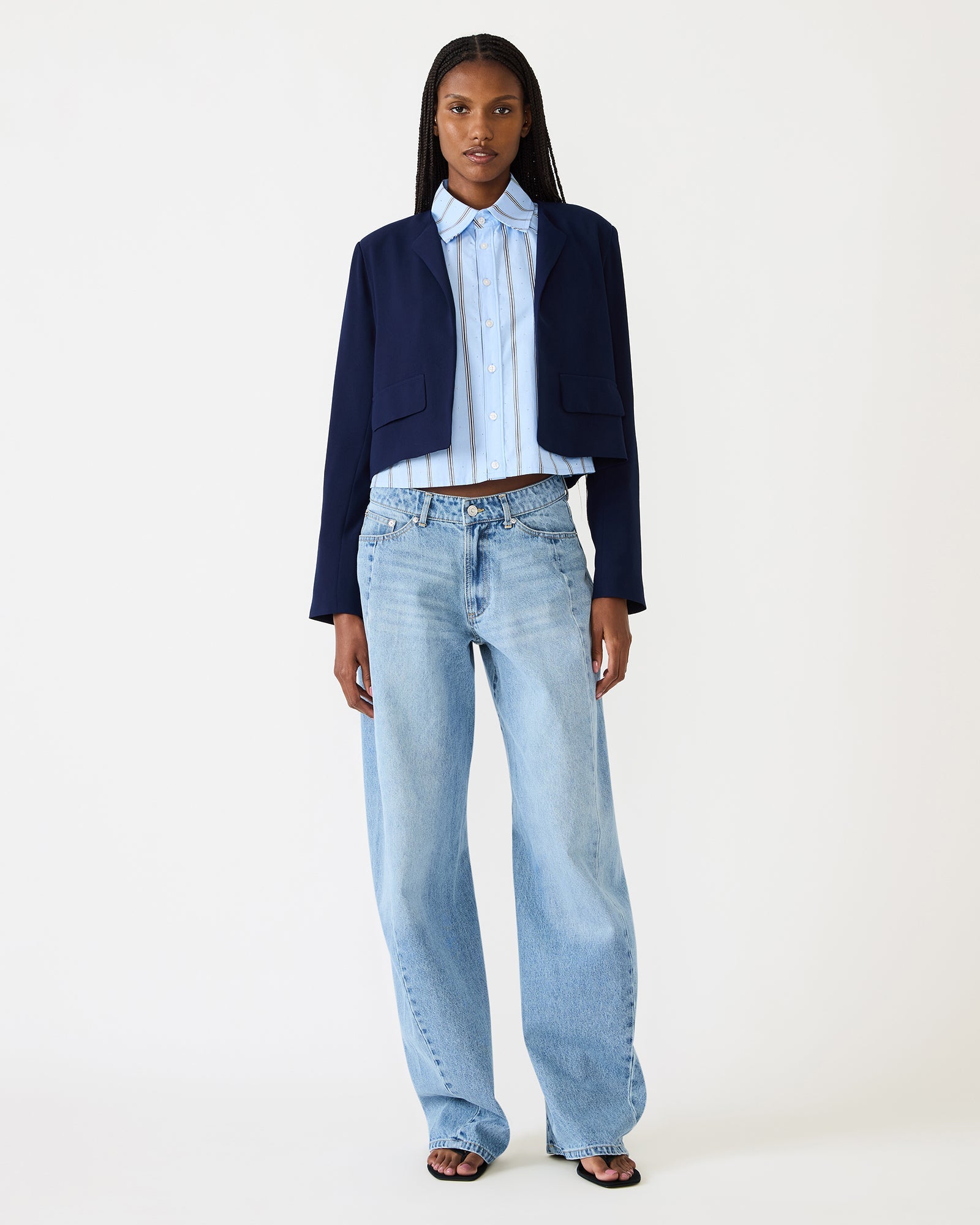 SERENEA BLAZER NAVY - Clothing - Steve Madden Canada