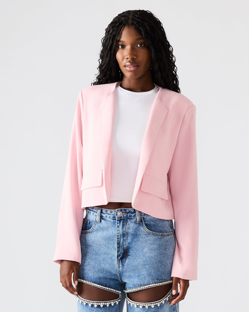 SERENEA BLAZER LIGHT PINK - Clothing - Steve Madden Canada