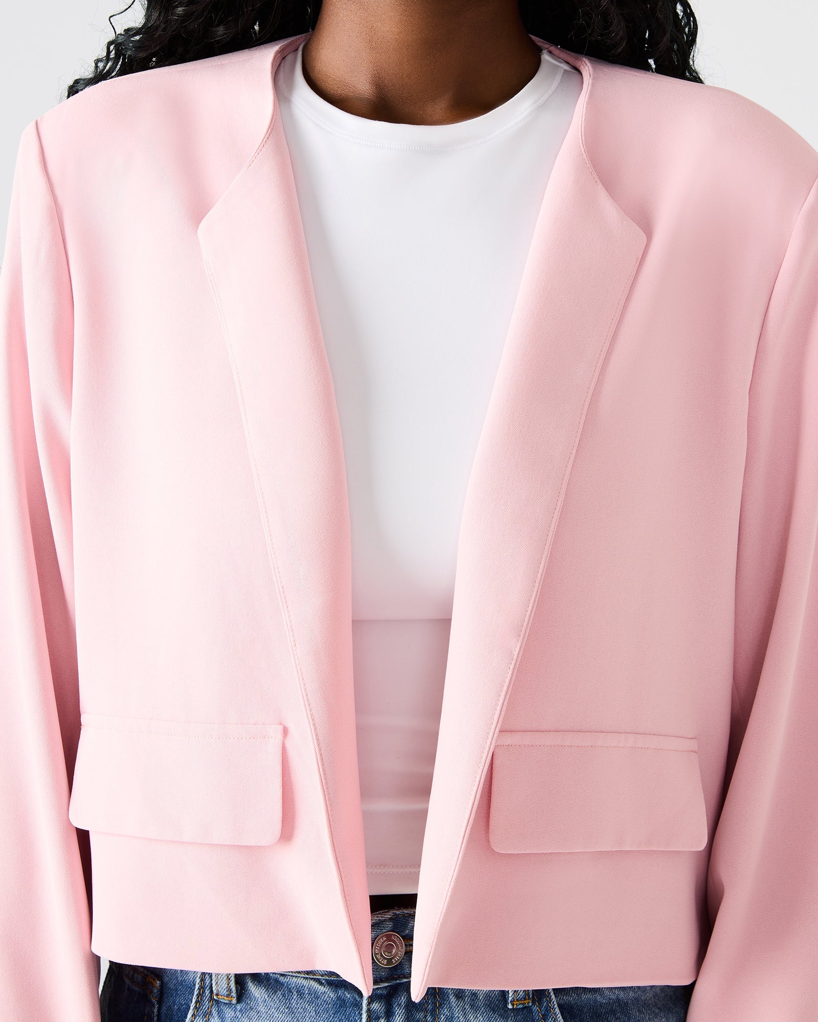 SERENEA BLAZER LIGHT PINK - Clothing - Steve Madden Canada