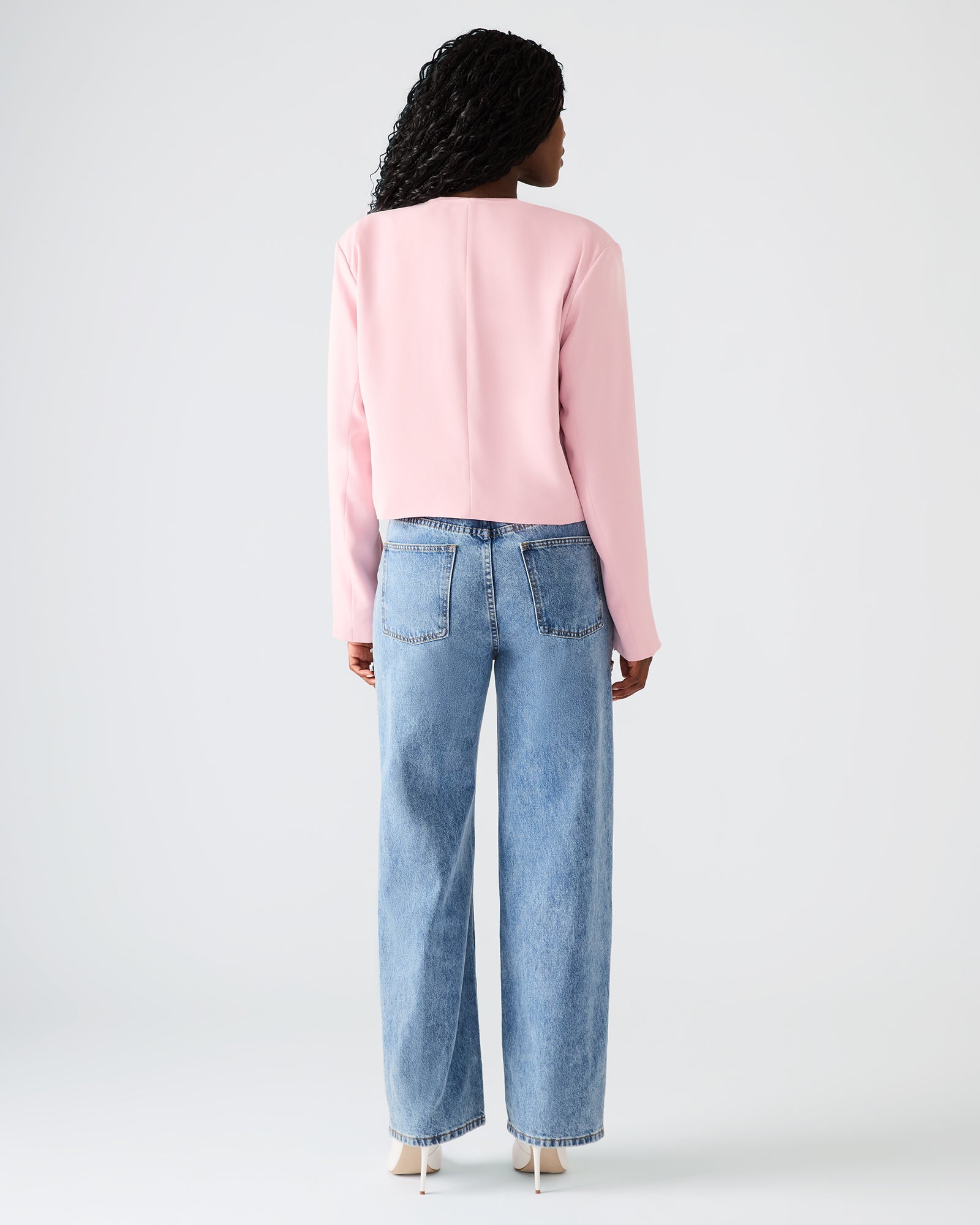 SERENEA BLAZER LIGHT PINK - Clothing - Steve Madden Canada
