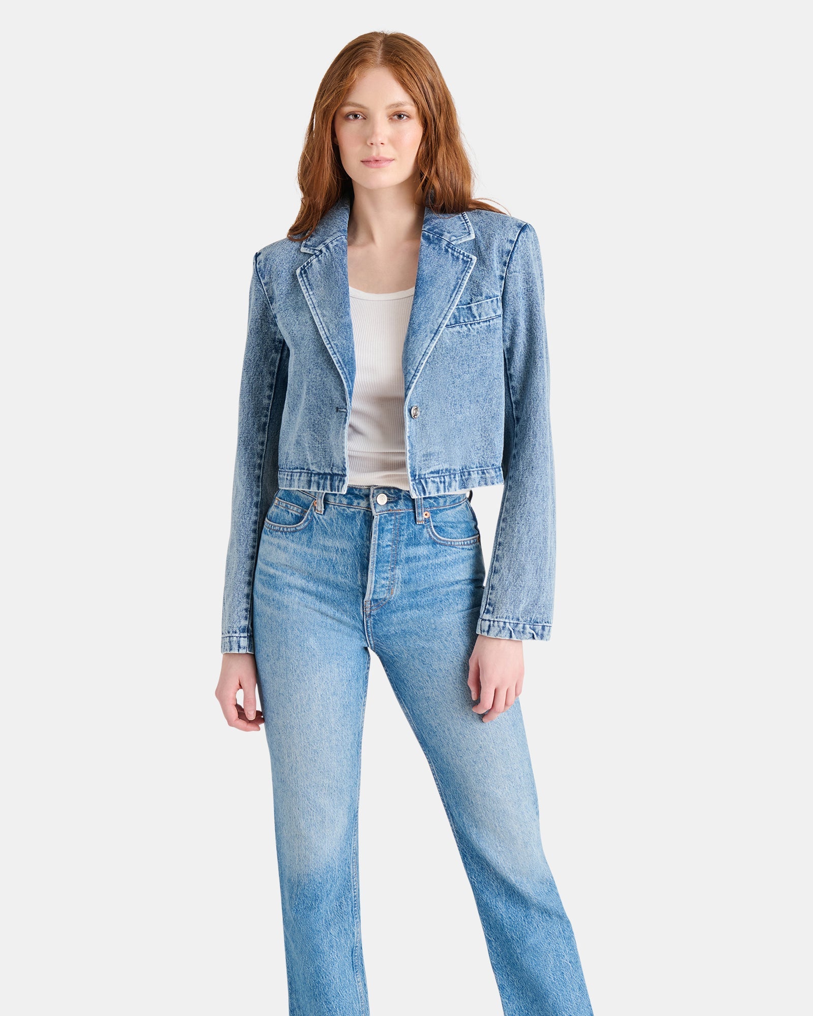 TARIN BLAZER DENIM - Clothing - Steve Madden Canada