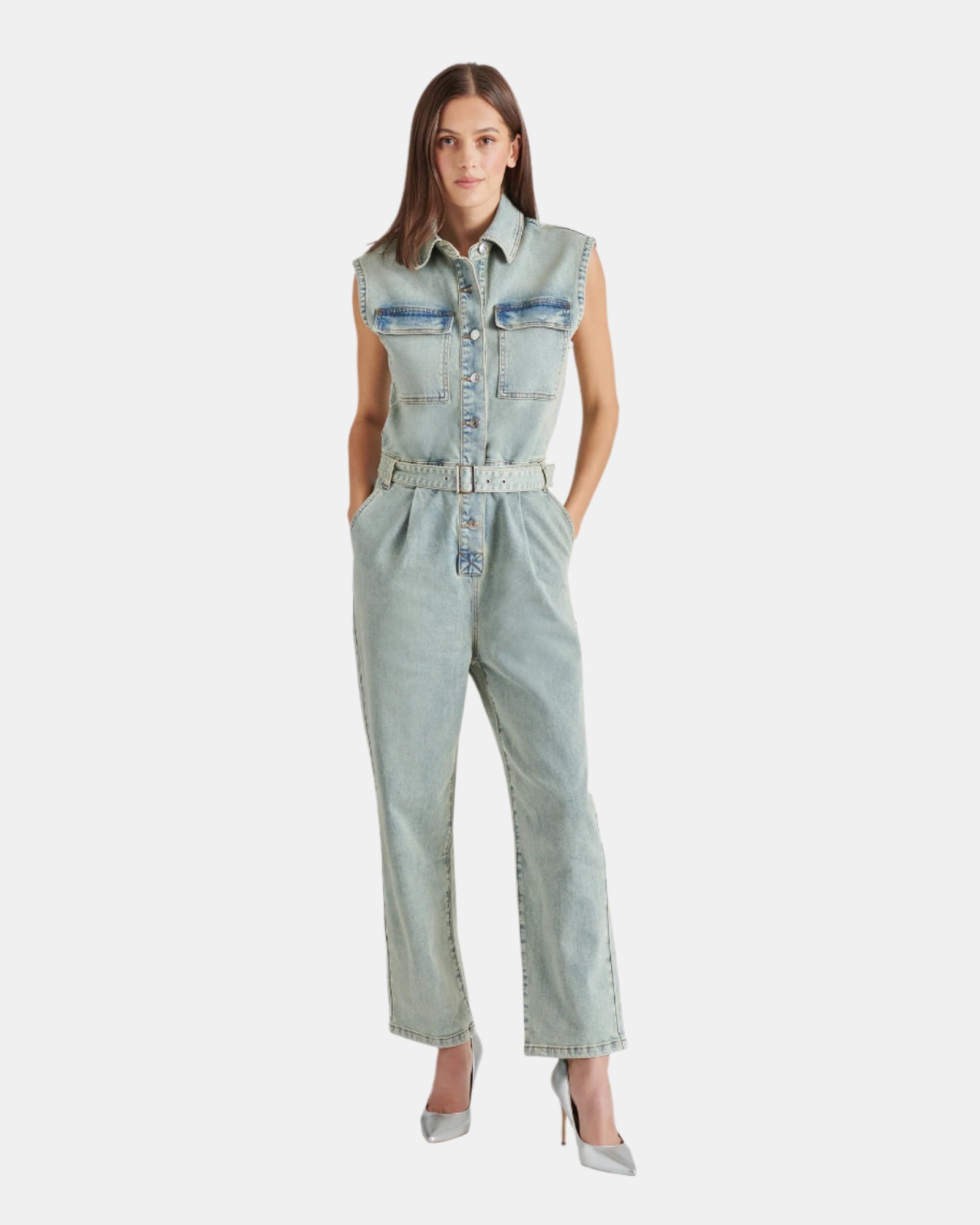 OLYNNE JUMPSUIT DENIM - Clothing - Steve Madden Canada