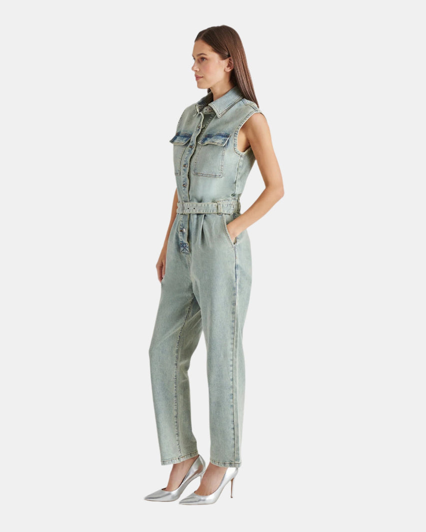 OLYNNE JUMPSUIT DENIM - Clothing - Steve Madden Canada