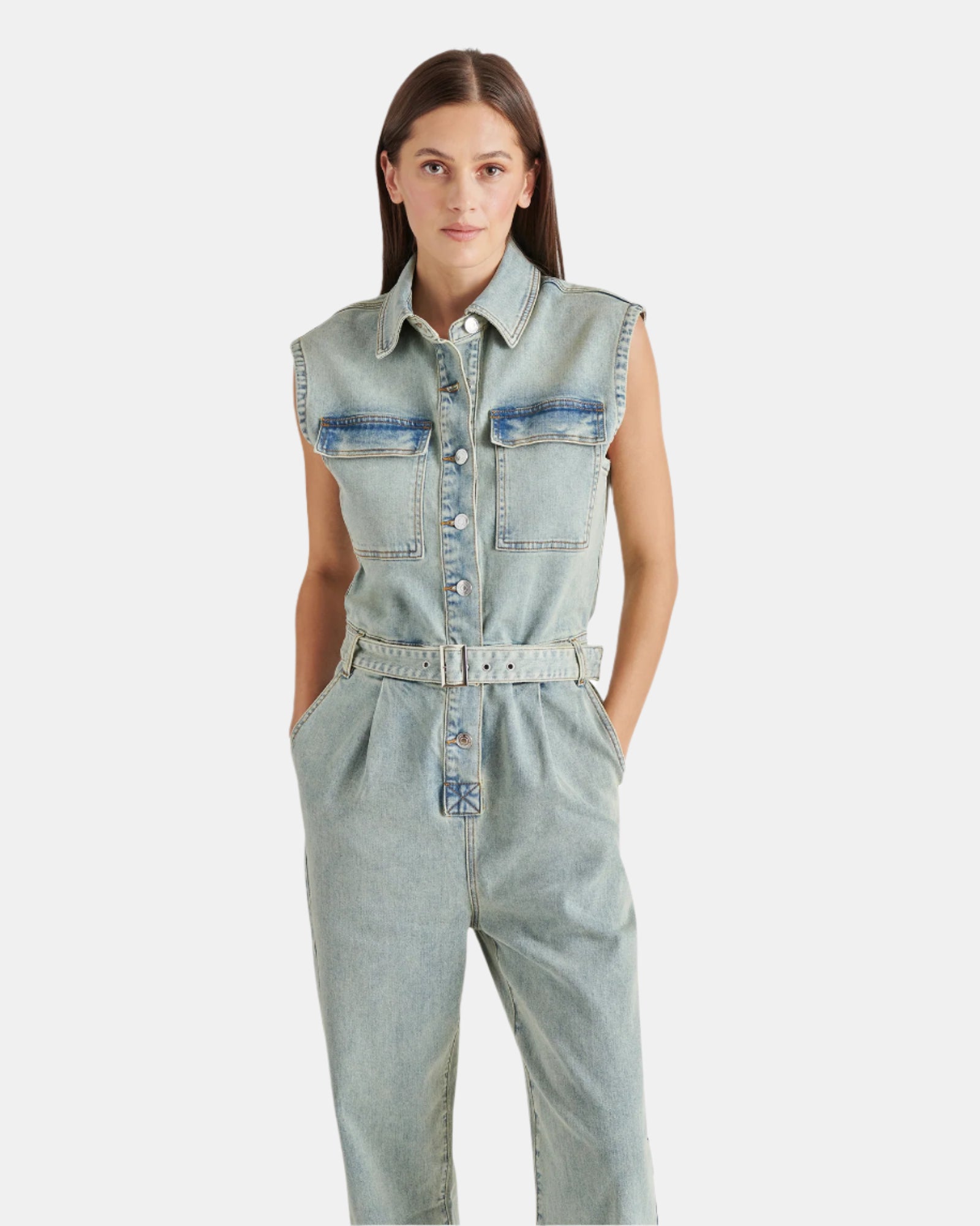 OLYNNE JUMPSUIT DENIM - Clothing - Steve Madden Canada