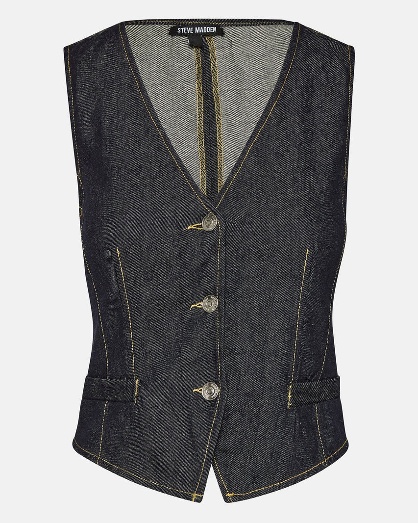 SELENE VEST DENIM INDIGO - Clothing - Steve Madden Canada