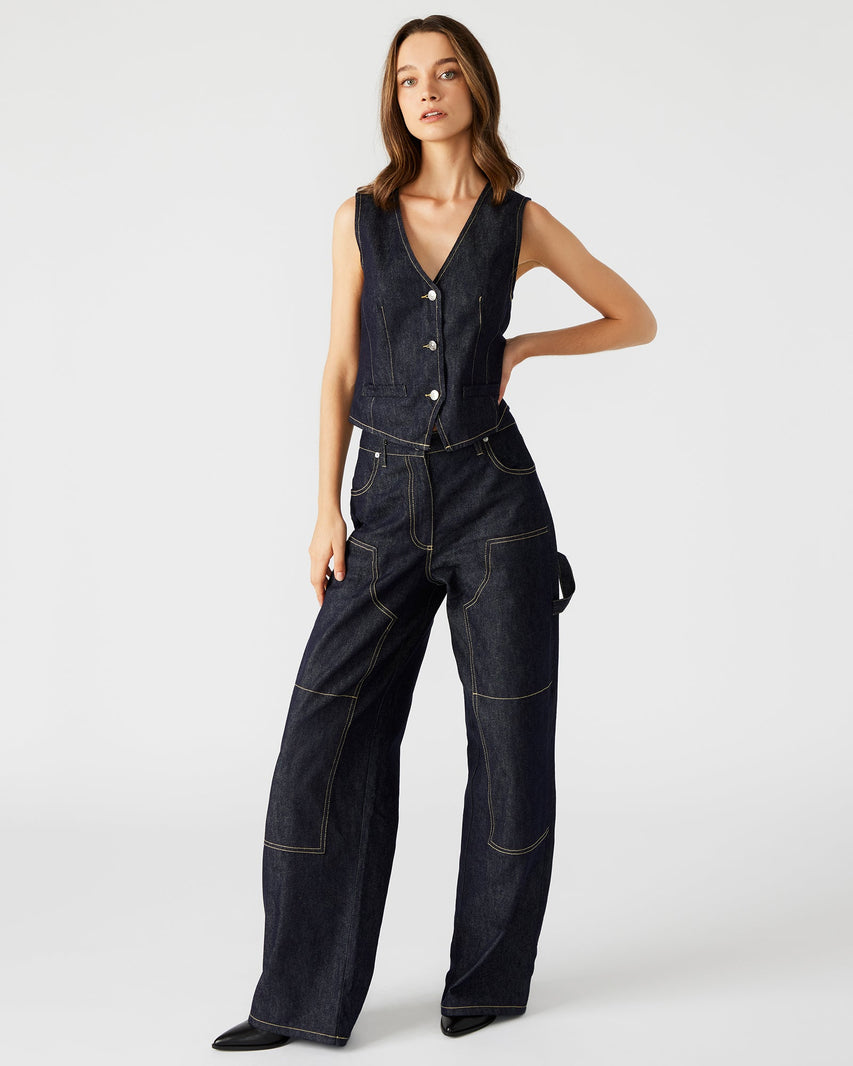 SELENE VEST DENIM INDIGO - Clothing - Steve Madden Canada