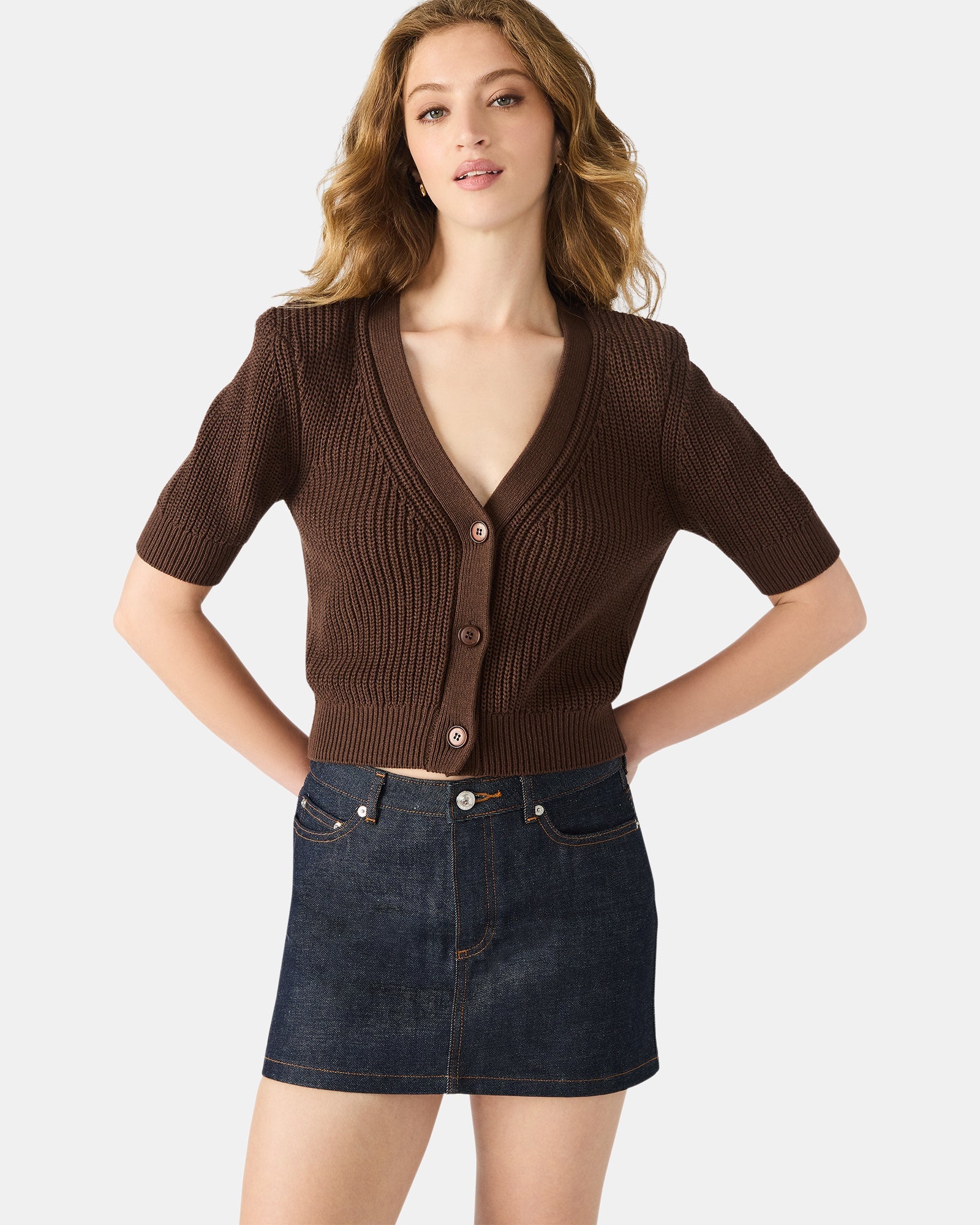 JANAE CARDIGAN BROWN - Clothing - Steve Madden Canada