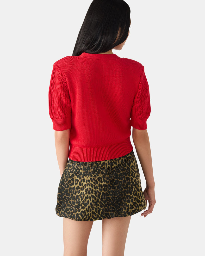 JANAE CARDIGAN RED - Clothing - Steve Madden Canada