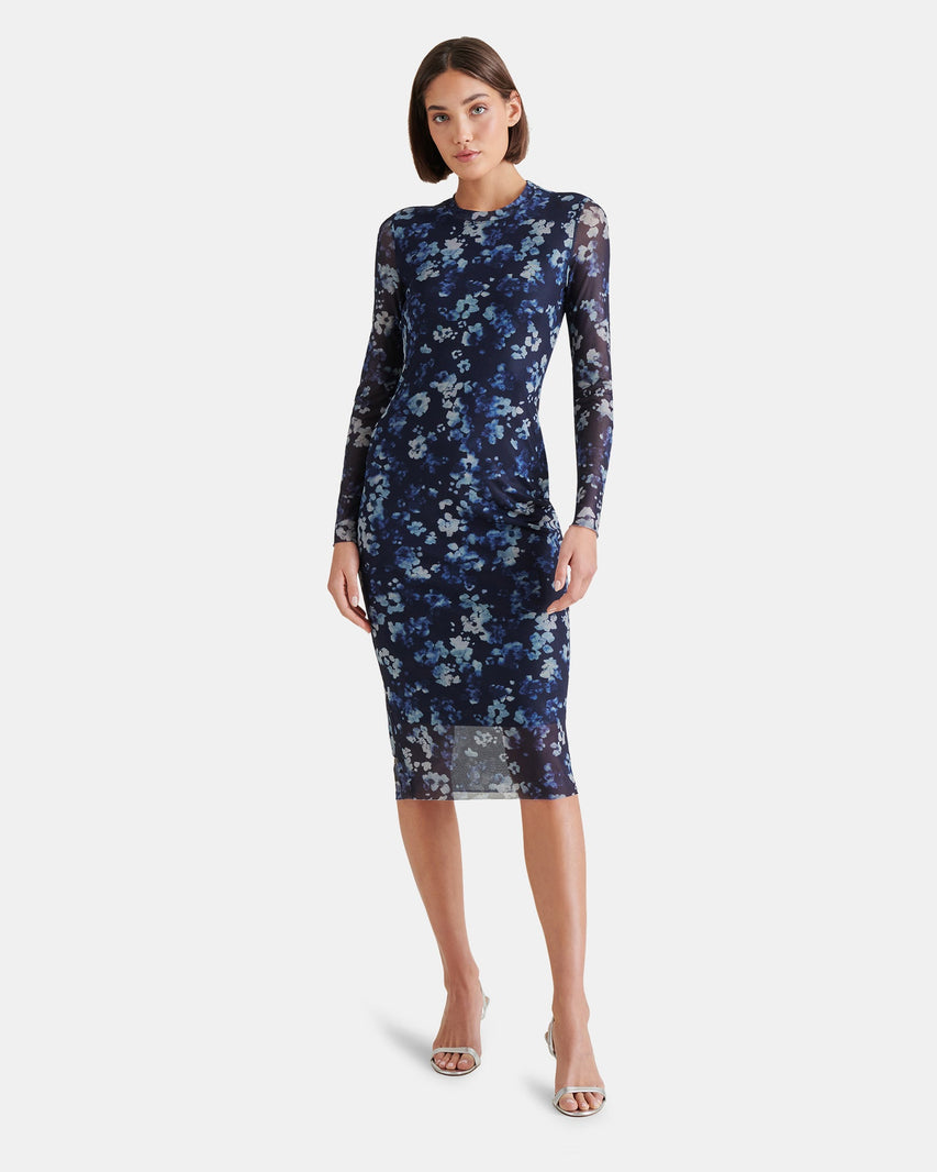 HAILEE DRESS FLORAL INDIGO - Clothing - Steve Madden Canada