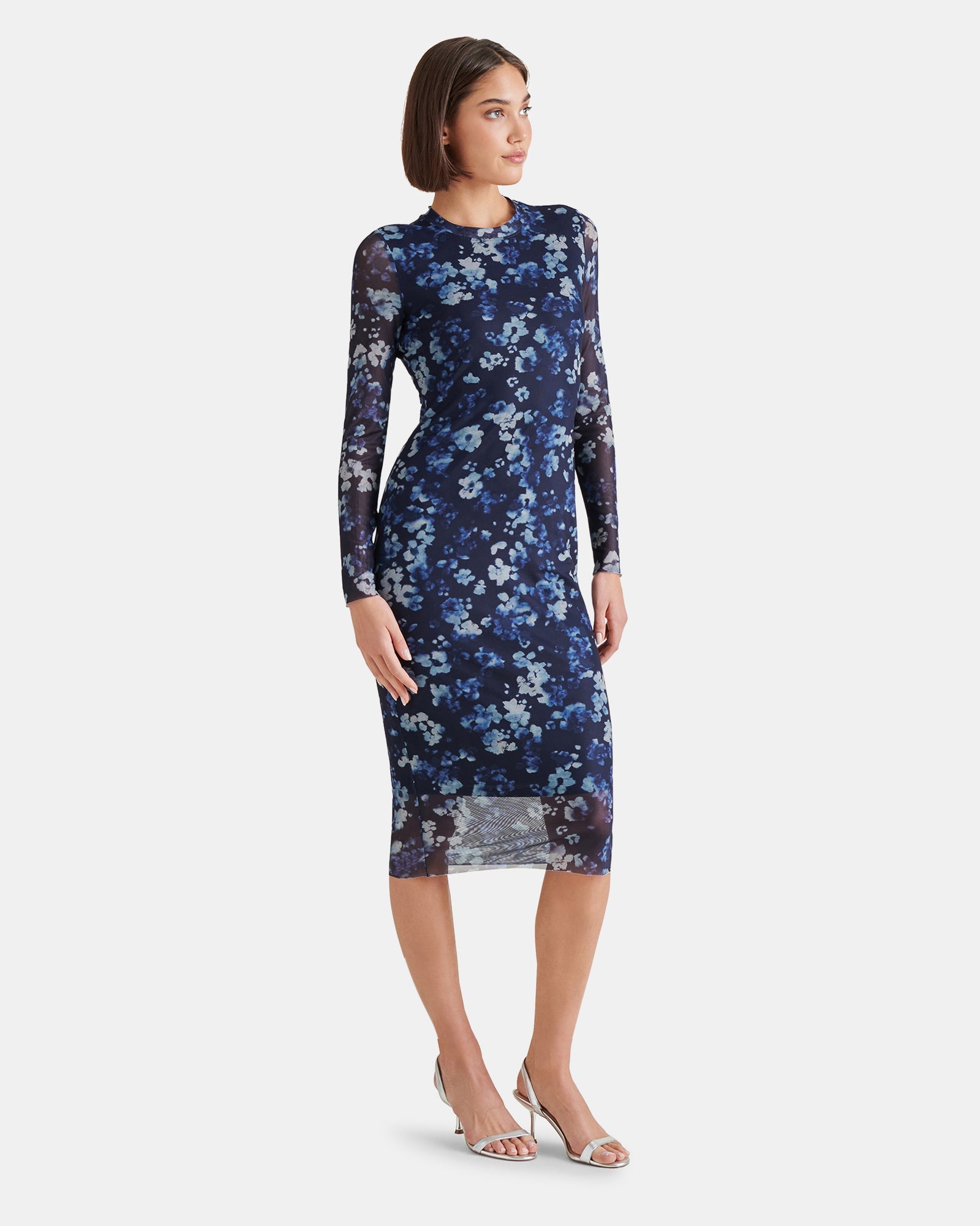 HAILEE DRESS FLORAL INDIGO - Clothing - Steve Madden Canada