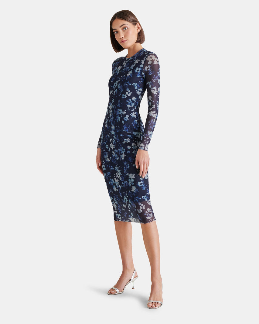 HAILEE DRESS FLORAL INDIGO - Clothing - Steve Madden Canada