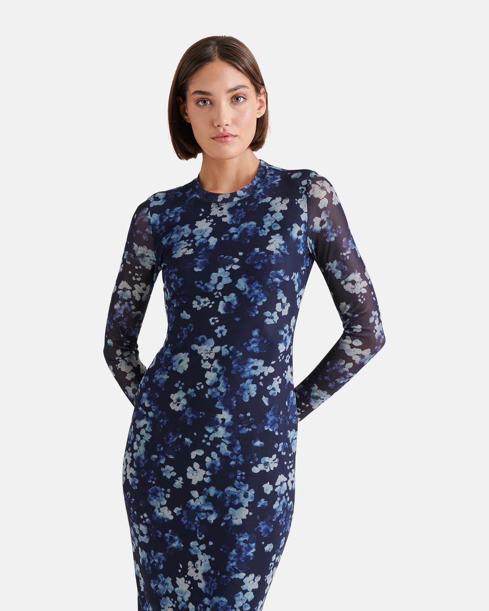HAILEE DRESS FLORAL INDIGO - Clothing - Steve Madden Canada